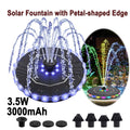 Petal Shape 2-in-1 Bird Bath Fountain Solar & Battery Operated, LED Light IPX8 Waterproof Outdoor Water Fountain For Garden Yard