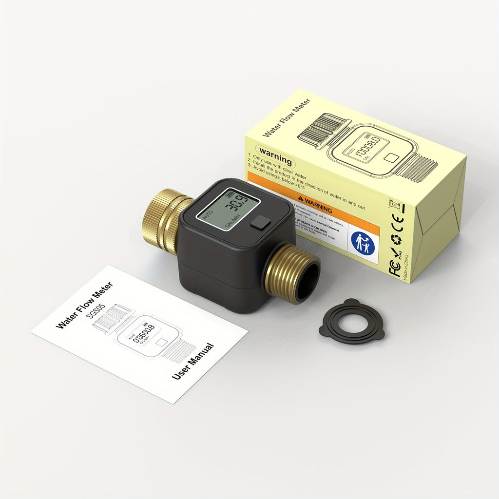 INSOMA Water Flow Meter with Brass Inlet And Outlet Metal Thread, IP55, Measure Gallon/Liter Consumption And Flow Rate for RV Water Tank Filling