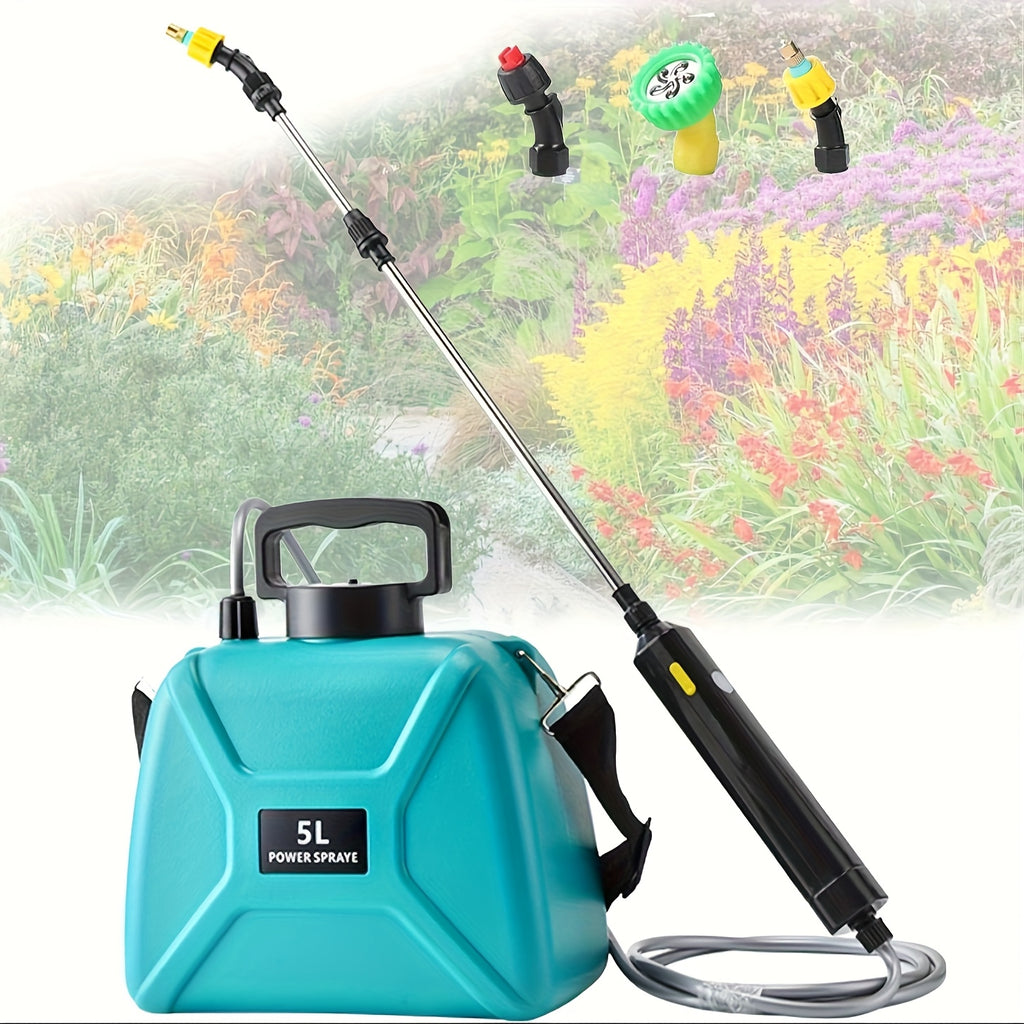 1.32gal Electric Sprayer, High-Performance Electric Sprayer Featuring 3 Mist Nozzles, Extendable Wand, Garden Sprayer Equipped with Adjustable Shoulder Strap for Lawn, Garden, And Cleaning Tasks