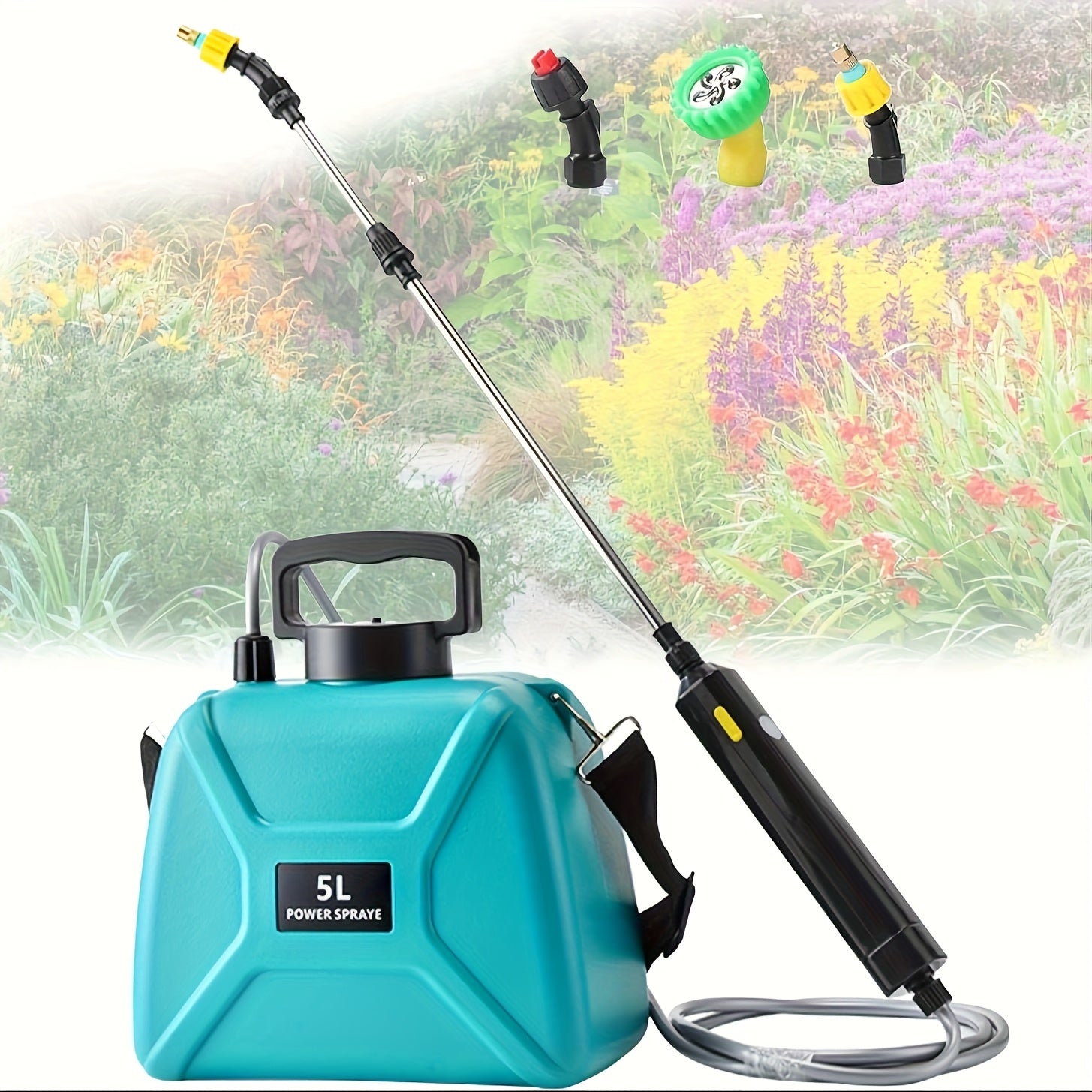 1.32gal Electric Sprayer, High-Performance Electric Sprayer Featuring 3 Mist Nozzles, Extendable Wand, Garden Sprayer Equipped with Adjustable Shoulder Strap for Lawn, Garden, And Cleaning Tasks