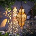 27.17 Inch Outdoor Hanging Lantern Light - Metal Projector Suitable for Garden, Patio, Porch, Lawn & Deck - Detachable Solar Panel, Oil-Rubbed, Ceiling/Pendant Mount