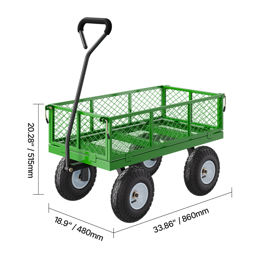 VEVOR Steel Garden Cart 680/900/1200lbs Capacity Heavy Duty Wagon Cart 13in Tires