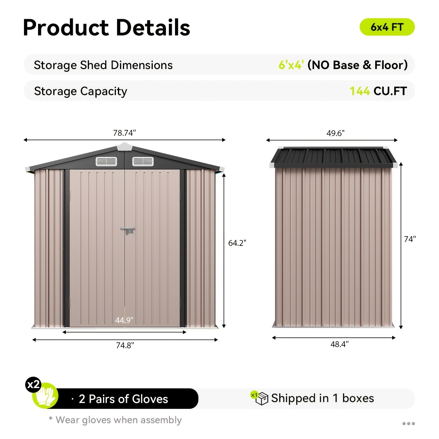 6x4/5x3ft Metal Storage Shed Outdoor - Lockable Tool Shed with Sloping Roof & Heavy-Duty Frame for Garden/Backyard/Poolside Storage