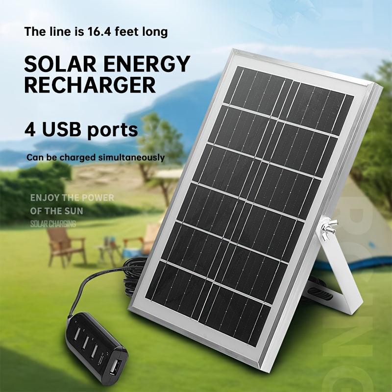 USB Portable Solar Charger, Multiple Interfaces, Multiple Devices Charging At The Same Time, Outdoor Multi-purpose Charger, Solar Panel Mobile Phone Charging USB, Suitable for Outdoor Camping, Adventure Emergency, Field Fishing, Hiking And Family Use