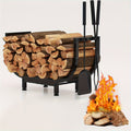 1pc Polished Metal Firewood Rack, Multipurpose Log Storage Holder, Space Saving, Easy to Assemble, Indoor Fireplace Outdoor Patio Stove Wood Storage Organizer