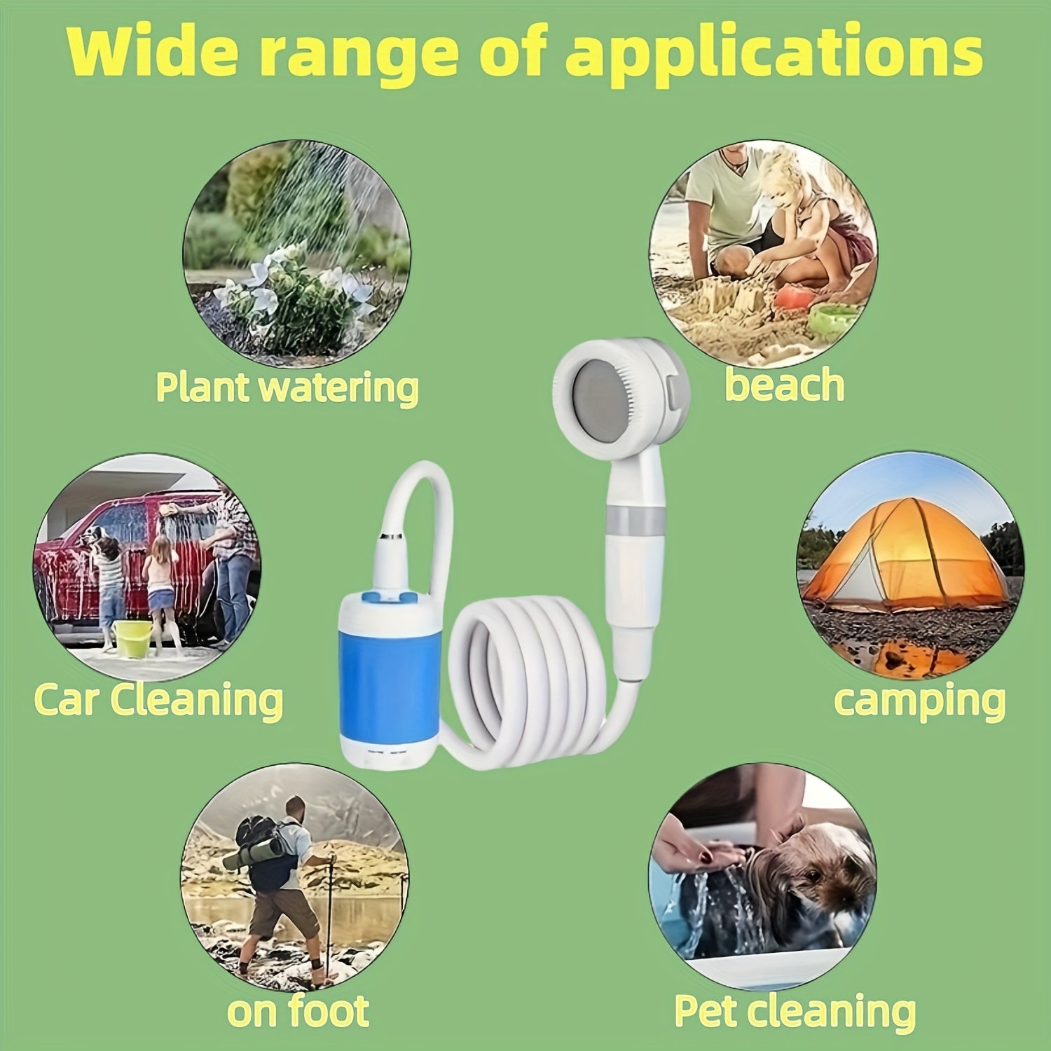 Portable Shower Pump And Outdoor Camping Shower (5000Mah); Suitable for Washing Cars And Motorcycles, Showering While Hiking Or Camping, Beach Trips, Gardening And Crop Irrigation, Bathing Pets, Cleaning The Yard, And Outdoor Fishing