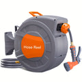 1pc EUKER Automatic Garden Hose Reel with 9-Function Sprayer, 180° Swivel, Automatic Rewind & Slow Return System, 100ft/28+2m Length, 1/2" Hose, 1/2" Hose Reel
