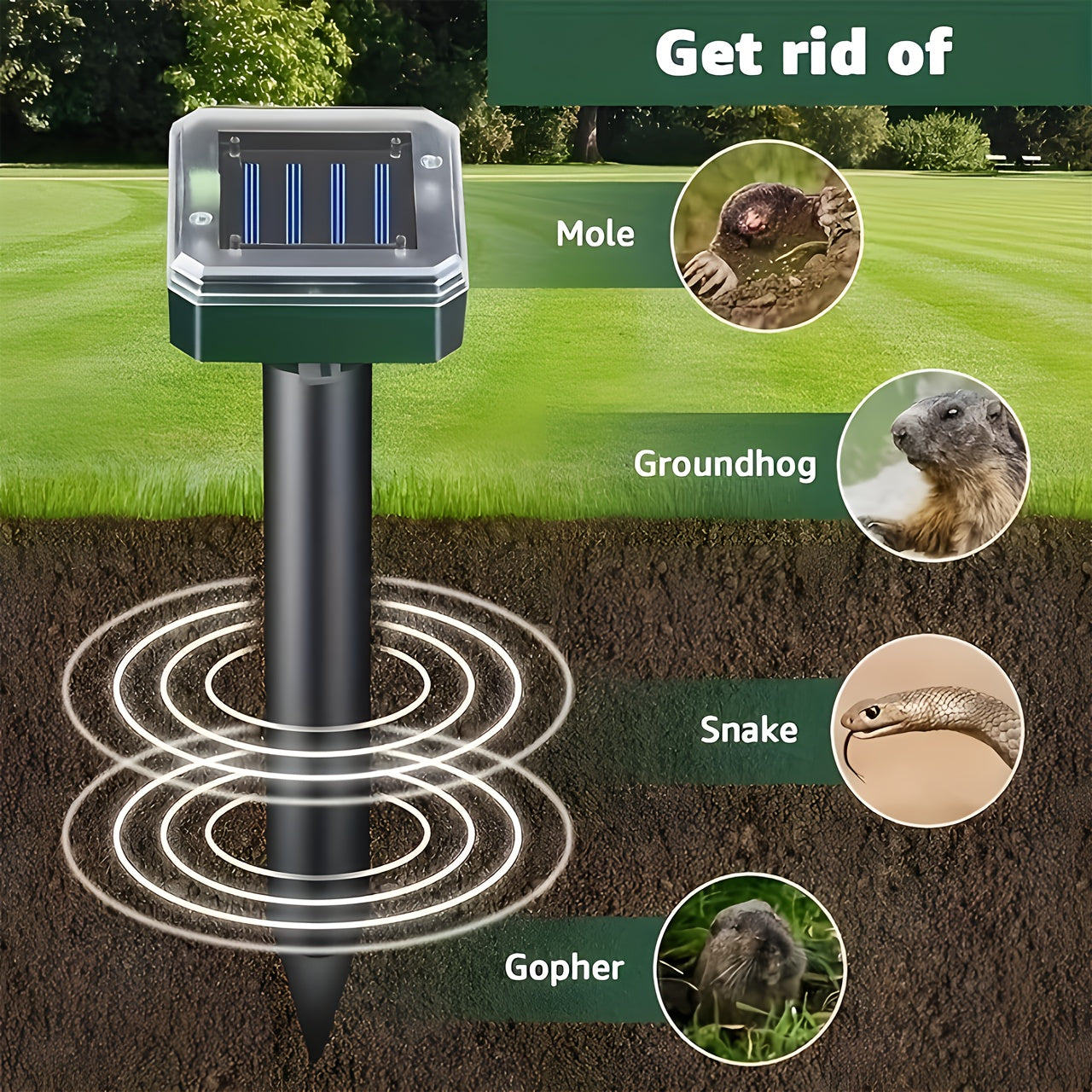 1/4/10pcs Ultrasonic Mouse Repellent Solar Device for Preventing Moles, Ground Squirrels, Field Mice, Lawn Garden Courtyard - to Repel Moles, Rats, Rodents