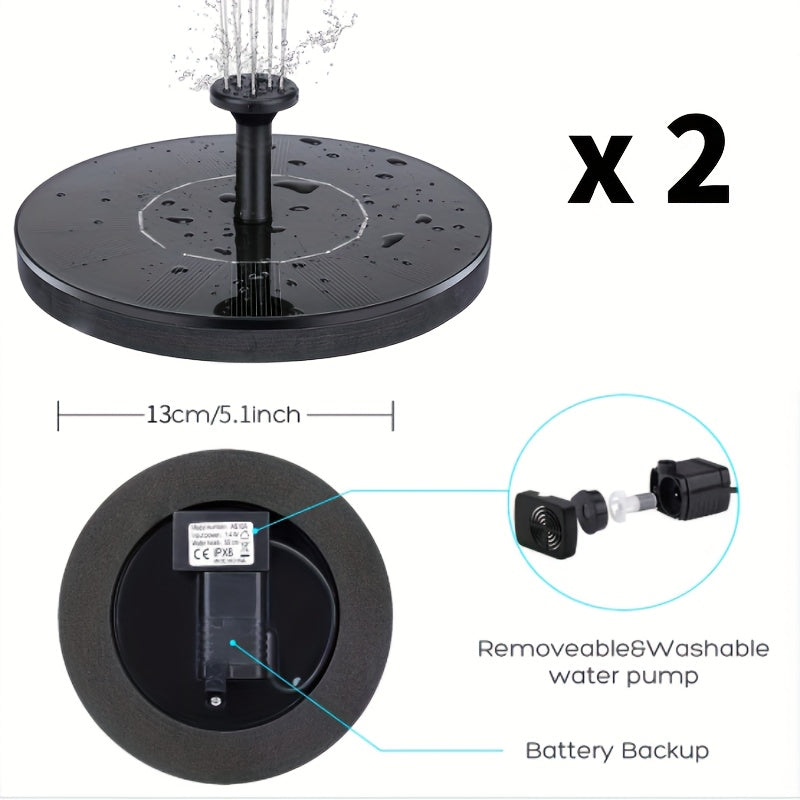 2/4 Packs Solar Bird Bath Fountain Pump Solar Fountain with 6 Nozzles IPX8 Solar Powered Bird Bath Floating Solar Fountain Panel Bird Bath Fountain Solar Water Fountain for Garden Fish Tank Pool Pond