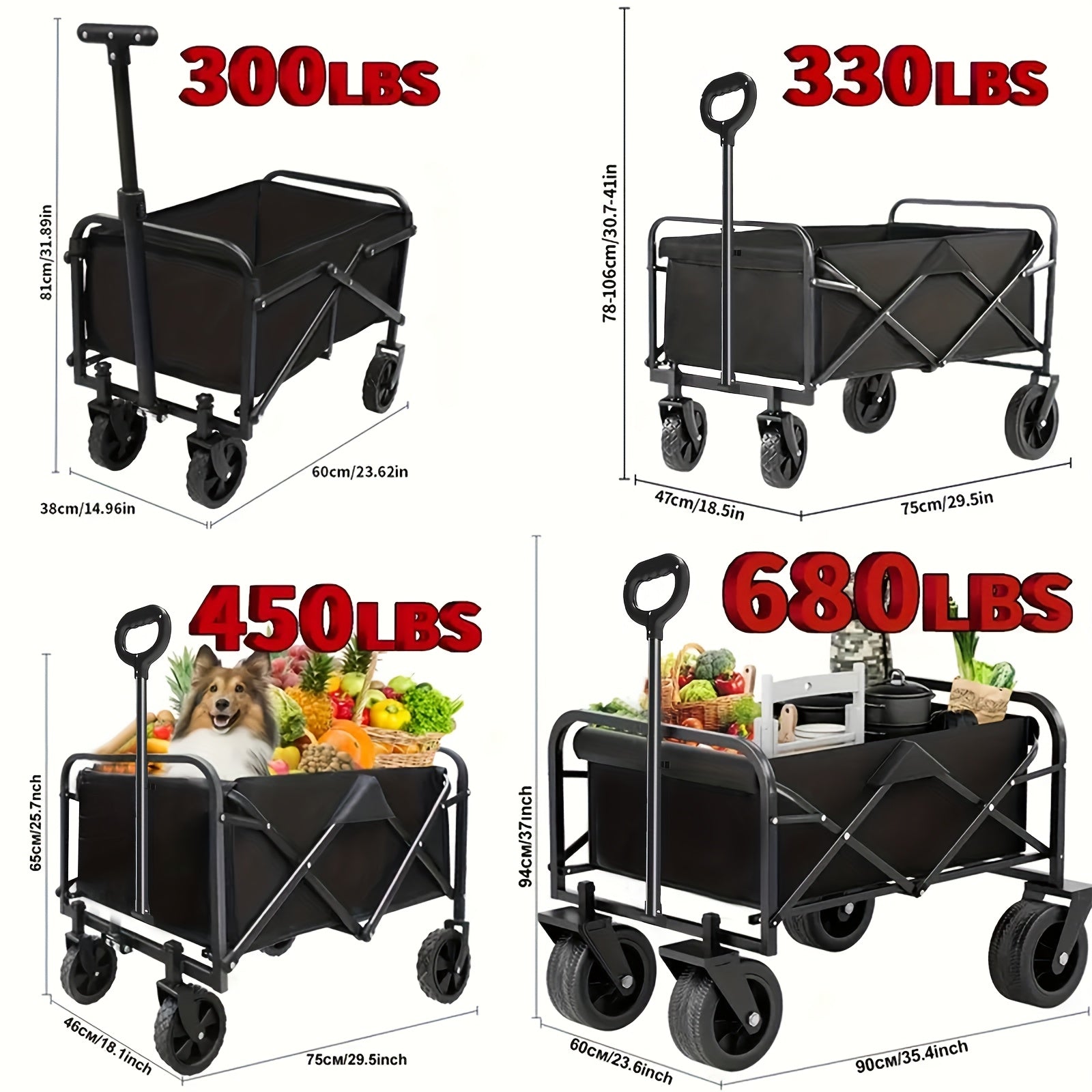 Outdoor Folding Cart - Solid Tires And 360° Wheels, 600D Tear-Resistant Fabric, Ultimate Solution for Camping/Holiday Shopping/Adventures