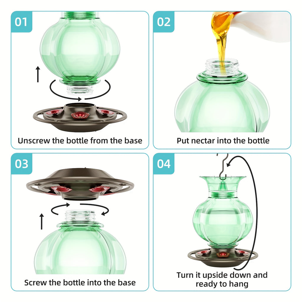 Auslar 16 Ounce Red Glass Hummingbird Feeder, Outdoor Hanging Barn Lantern Shape With 5 Flower Feeding Ports & Built-in Ant Moat, Rustproof & Leakproof - Garden Yard Decor Essential, Perfect Valentine'S Day & Mother'S Day Gift