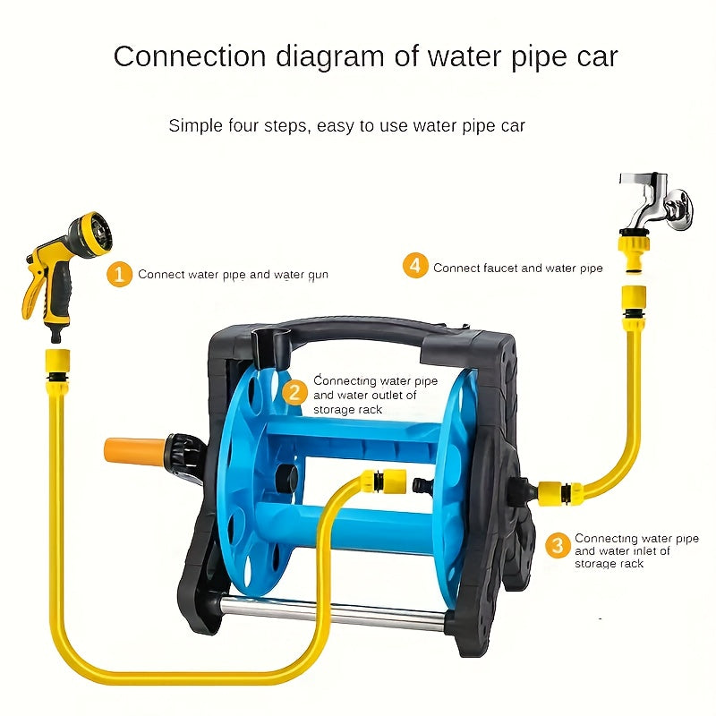 1pc Water Hose Reel Cart, Up to 115 Feet Length Water Hose, Portable Hose Holder, Outdoor Metal Garden Hose Reel, Colorful Box Packaging Can Be a Gift to Family And Friends