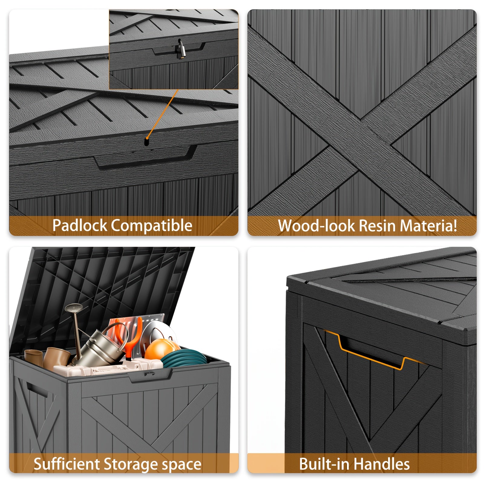 X-Sturdy 35 Gallon Large Resin Outdoor Storage Box, Weatherproof, UV Resistant - Heavy Duty Deck Box for Patio Furniture, Pool Tools, Outdoor Tools And Gardening Tools. Lockable, Perfect Holiday Gift for Halloween, Christmas, Thanksgiving, Box