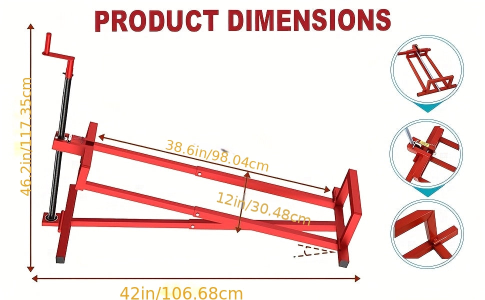 Lawn Mower Lift Jack, 880 Lbs Capacity Telescopic Maintenance Jack with Manual Handle And Power Tool Extension Handle, Adjustable Height - Lawn Mower Lift Table for Garden Tractors/Riding Lawn Mower