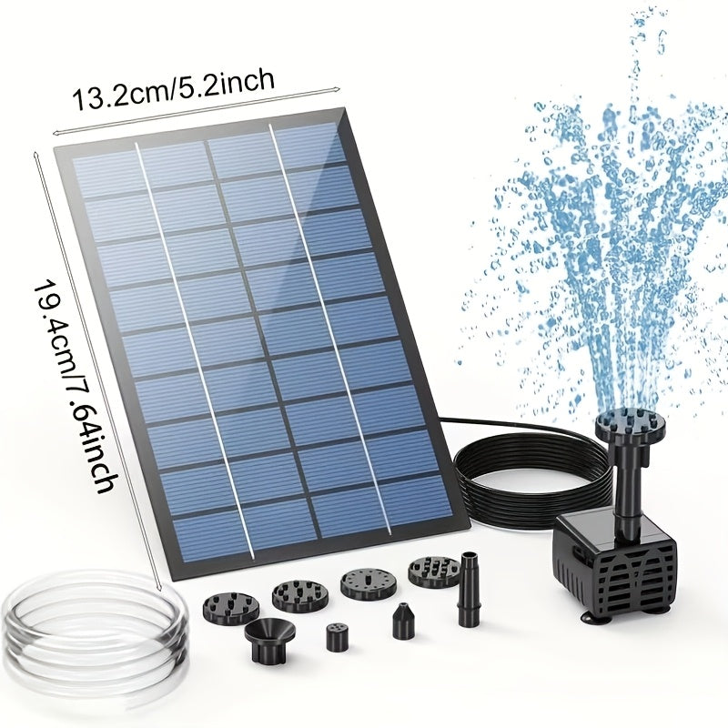 2.5W Solar Fountain Pump - Outdoor Water Fountain with 6 Nozzles And 4Ft Pipe, Solar-Powered for Bird Bath, Ponds And Garden