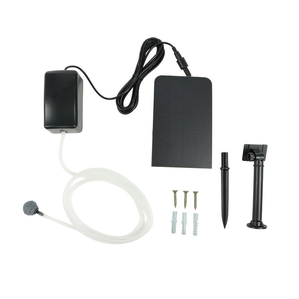 1pc Square Solar-Powered Aeration Pump with Hose, Air Stone, and Various Small Accessories, 118.11inch Wire, Portable Oxygen Pump, Effectively Aerates Ponds, IPX4 Rating
