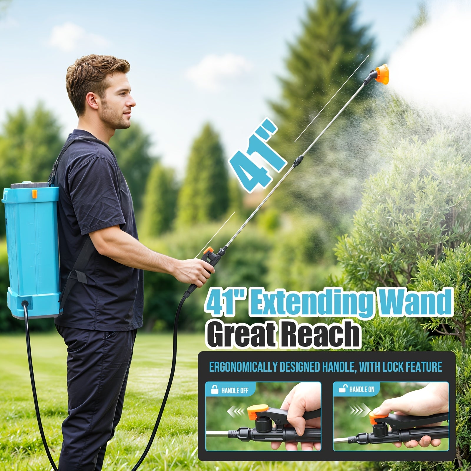 4 Gallon Battery Powered Backpack Sprayer, 0-120 PSI Adjustable Pressure Sprayer With 4000MAH Lithium Battery 12V Powerful Motor, 5 Nozzles With Telescopic Wand, Garden Weed Yard Lawn Sprayer