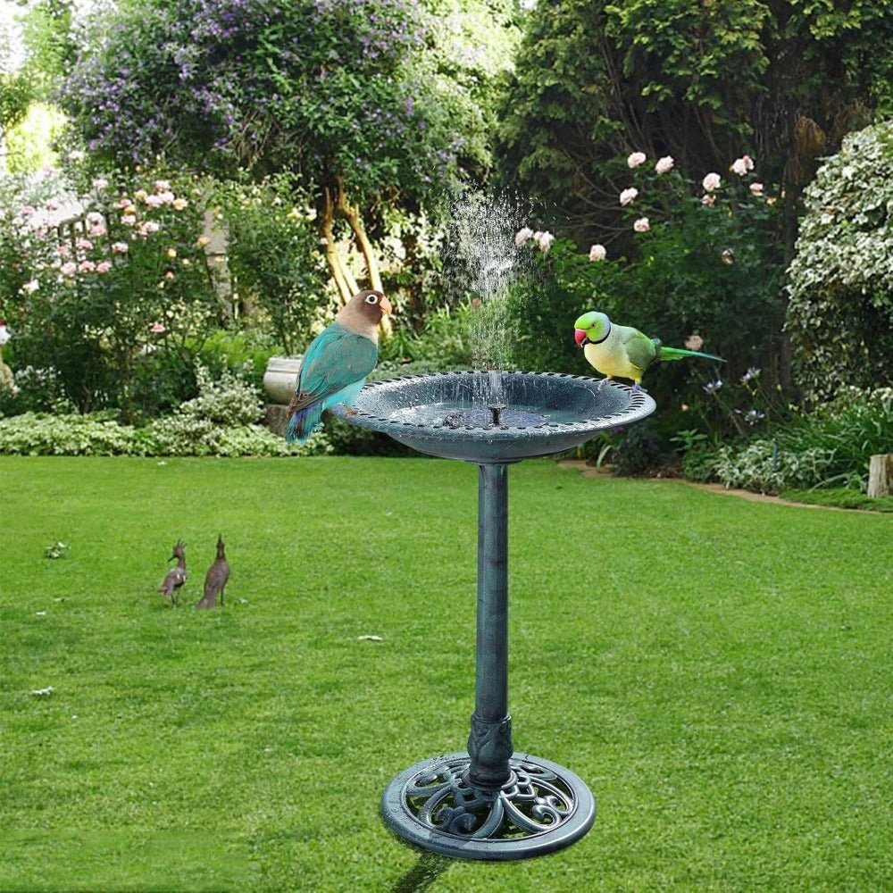24-inch Outdoor Birdbath Fountain with Water Feature - Base Suitable for Garden, Yard, Balcony - Solar Bird Bath for Robins, Sparrows, Pigeons, Hummingbirds - Plastic -Piece, Green Decorations