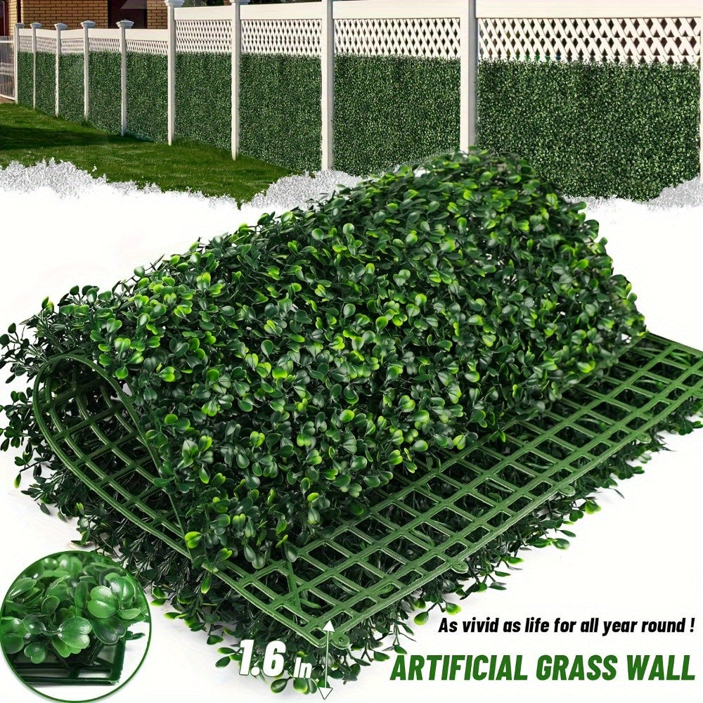 Set of 12 Artificial Boxwood Panels Measuring 40 by 30 Inches, Perfect for Creating a Green Wall Backdrop. These Uv-Stable Grass Wall Panels Are Suitable for Both Indoor And Outdoor Decoration, Ideal for Garden Fencing