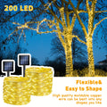 2 Pack of 104/39.3FT (300/100LED) Solar Outdoor Lights, Outdoor Solar String Lights, Copper Wire 12 Pattern Solar Tale Lights Garden Yard Tree Christmas Party Wedding (Warm White ) Nimh Battery with Cable Management Reel IP65