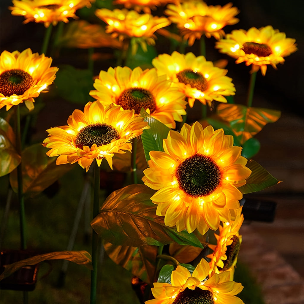 2/4 Pack Solar Sunflower LED Garden Light - Vibrant Yellow Flower Decoration, Durable ABS Material, Suitable For Labor Day, Mother'S Day, Thanksgiving, Christmas, Halloween, Terrace, Lawn, Courtyard, Path And Garden Decoration, IP65 Waterproof