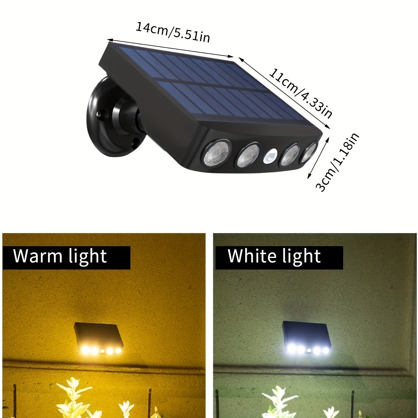 1/2/4 Pack Commercial Solar Wall Lights Outdoor - Smart Motion Sensor, IP44, Auto On/Off Dusk to Dawn for Courtyard, Porch, Deck & Garden Security Lighting (Acrylic Cover, 120° Wide Beam), Solar Lights Outdoor