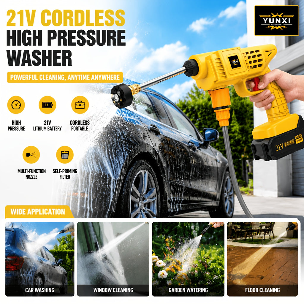Cordless Pressure Washer, Household Car Wash Water Gun, Portable Pressure Washer, Equipped with Quick Connect Nozzle Hose Connector, Battery And Charger. Power Washer, Suitable for Cleaning Cars, Yards, And Gardens. Gifts for Boyfriend And Father