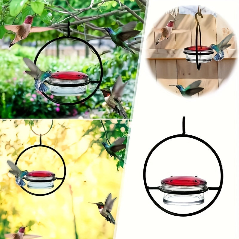 1pc/2pcs/3pcs Beautiful Hanging Hummingbird Feeders, Metal Bottle Hummingbird Feeders with Circular Metal Frame And Perch