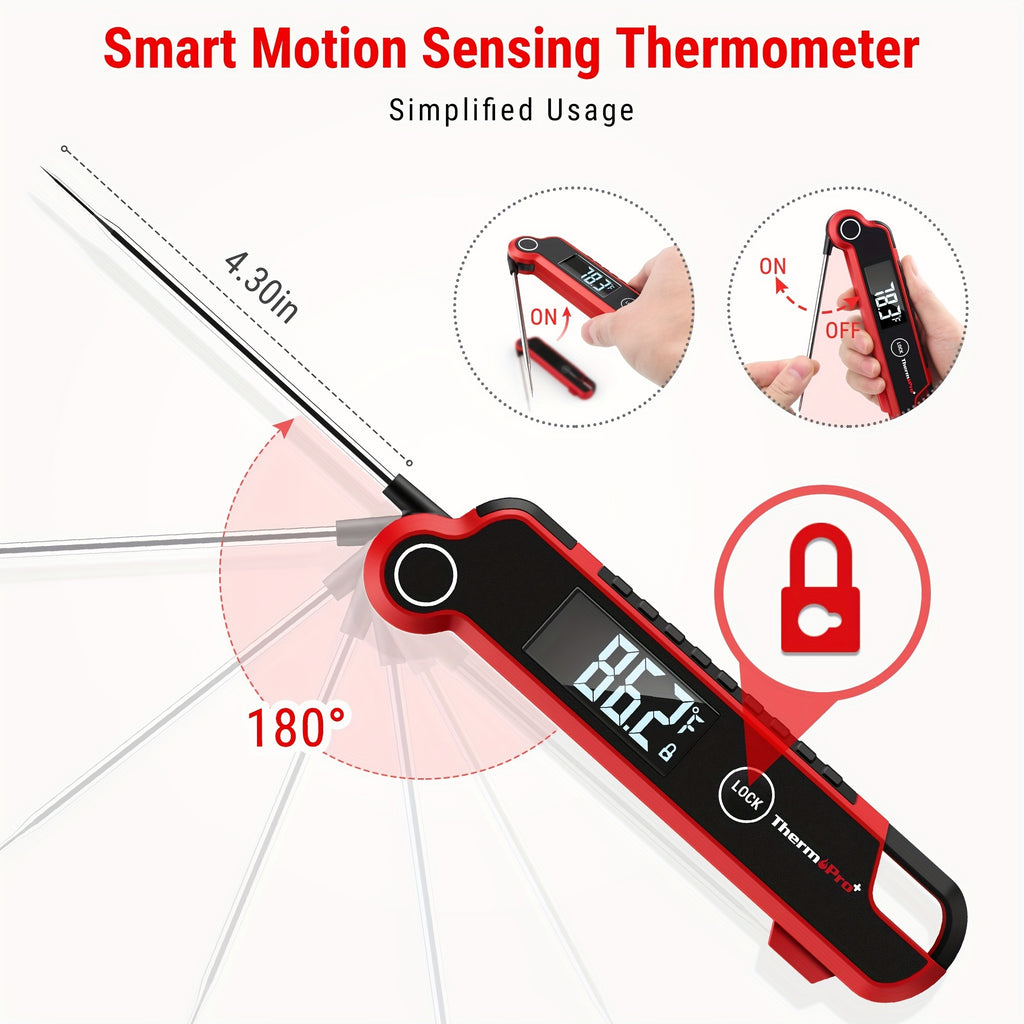 ThermoPro TP620 Instant Read Meat Thermometer Digital, Cooking Thermometer with Large Auto-Rotating LCD Display, Food Thermometer Digital for Kitchen, BBQ, Or Grill