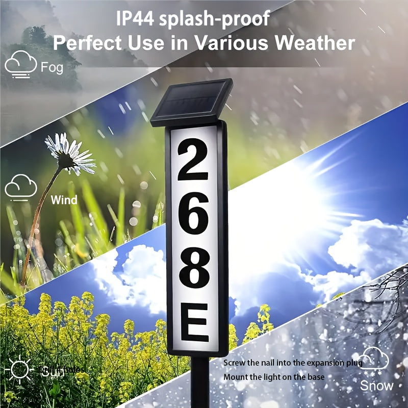 Solar-powered House Number Light, Ground-inserted Lawn Lamp, No Wiring Required, Automatically Lights Up At Night, Prominent Address Plaque, Suitable For Homes, Mailboxes, Factories, And Commercial Areas, Outdoor Christmas Garden-- IP44 Splash-proof