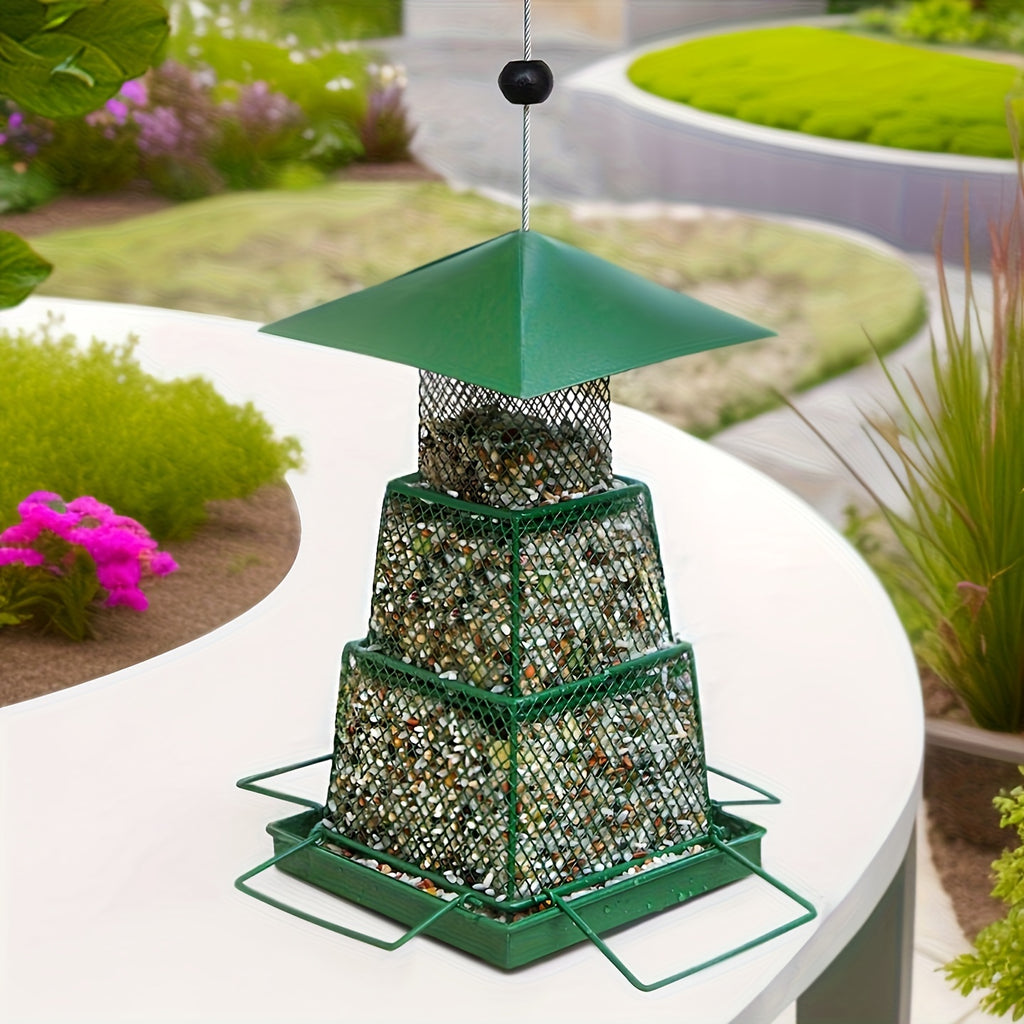 "Seed-Saving" Heavy-Duty Outdoor Bird Feeder – Squirrel-Proof, Metal Mesh Design for Cardinals & Wild Birds, Perfect for Garden & Yard Decor