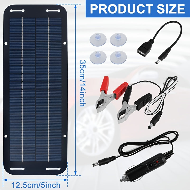 Portable 30W Solar Panel IP65 12V Solar Battery Charger Kit, Trickle Charger Maintainer for Camping Outdoor Home Car RV Boat Marine Trailer Automotive