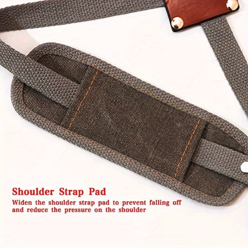 Durable Cotton Canvas Apron with Multiple Pockets for Woodworking, Electrician, and Gardening - Adjustable Brown Faux Leather Straps & Metal Buckles for Secure Fit