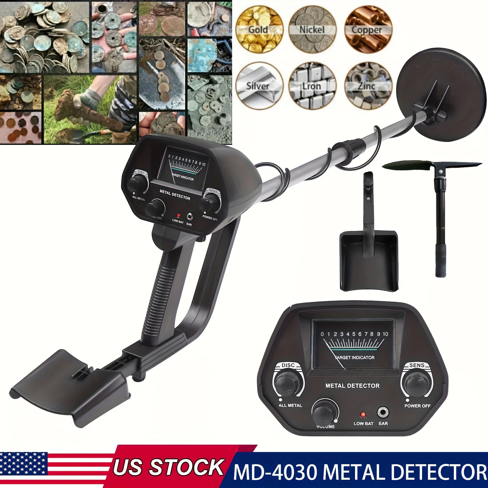 LCD Metal Detectors Golden Digger Deep Sensitive Hunter Coil Searcher, Adjustable High-Sensitivity Coil Golden Digger Deep Search Metal Detector - Accurate Treasure Hunter For Beginners And Professionals - Suitable For Finding Lost Jewelry And Coins