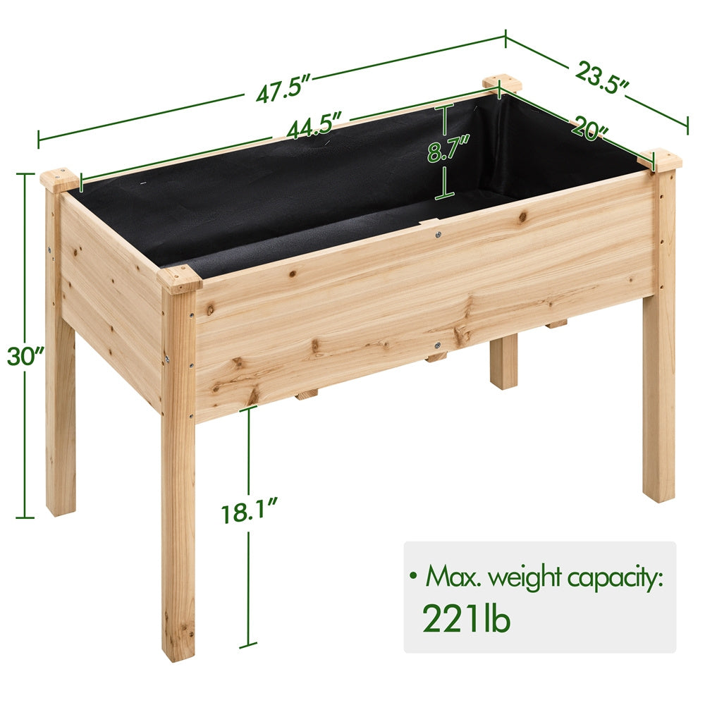 Costoffs Fir Wood Garden Bed Planter Box Raised Vegetables Flowers Bed Elevated Planter for Garden and Yard