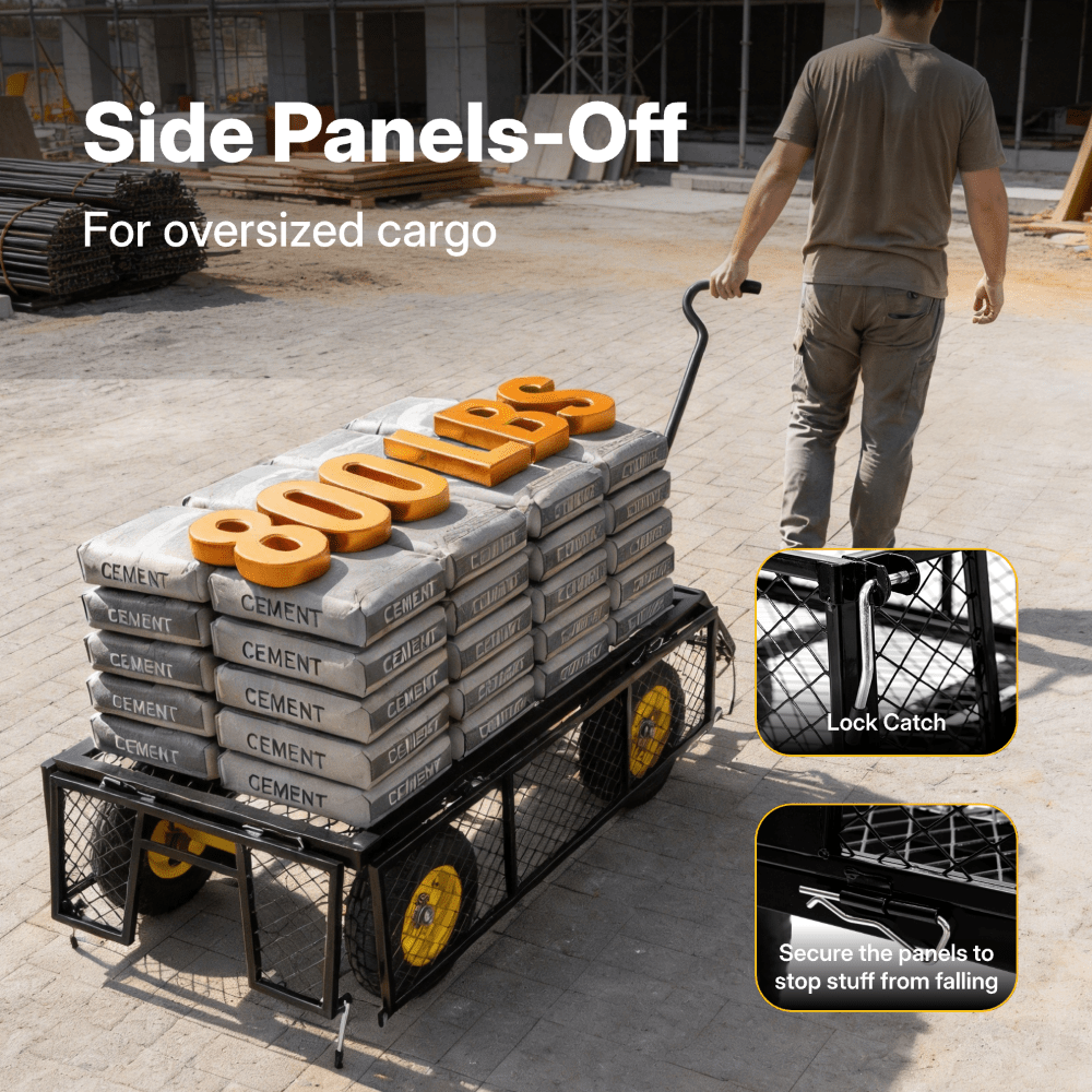 NorthSky Heavy Duty Garden Cart - 800lbs Load Capacity with 180° Rotating Handle, 10" All-Terrain Tires, Removable Sides for Easy Hauling, Off-Road Garden Wagon for Yard Work, Outdoor Utility Cart