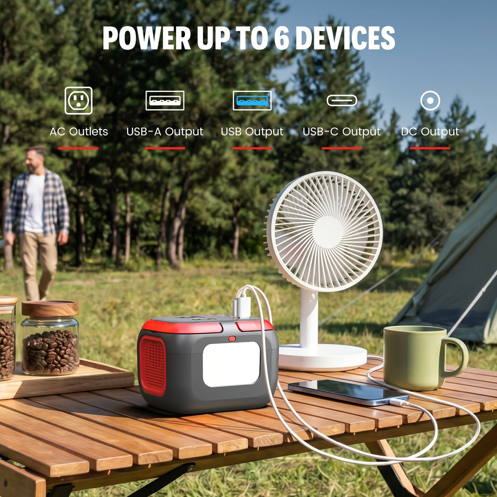 [Portable Solar Generators] 120W Portable Power Station 97.68Wh with AC USB-C USB-A DC Output Power Bank Fasting Charging Solar Generators for Outdoor Camping RV Traveling Emergencies Home Use