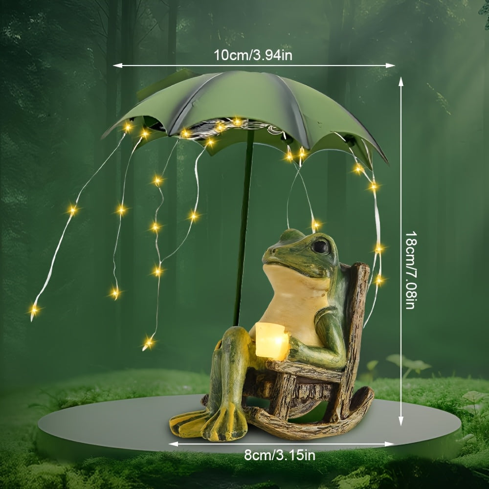 Solar Frog Garden Statue Outdoor, IPX4 Resin Lucky Frog Figurine with LED Lights, Zen Garden Decor for Yard Patio Lawn, Cute Summer Aesthetic Ornament, Mother's Day Gift for Mom Grandma