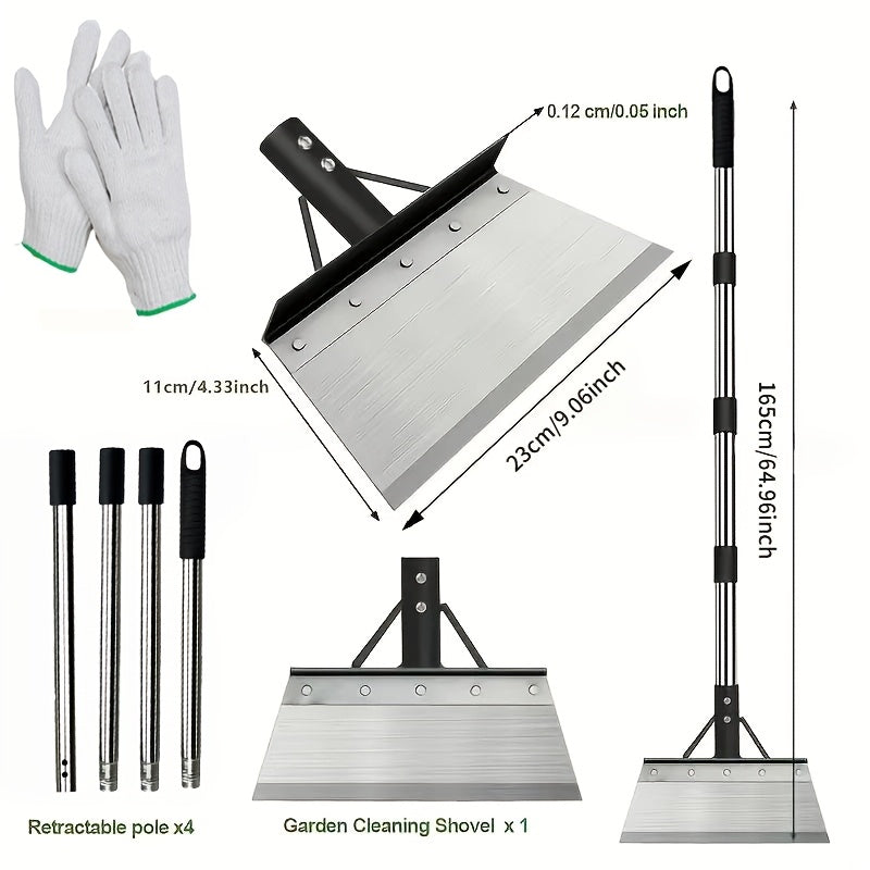 Heavy Duty Stainless Steel Multifunctional Garden Shovel - Adjust for Weeding, Lawn Edging, Digging, Snow/Ice Removal & Floor Scraping | Durable Outdoor/Indoor Spade & Scraper Tool
