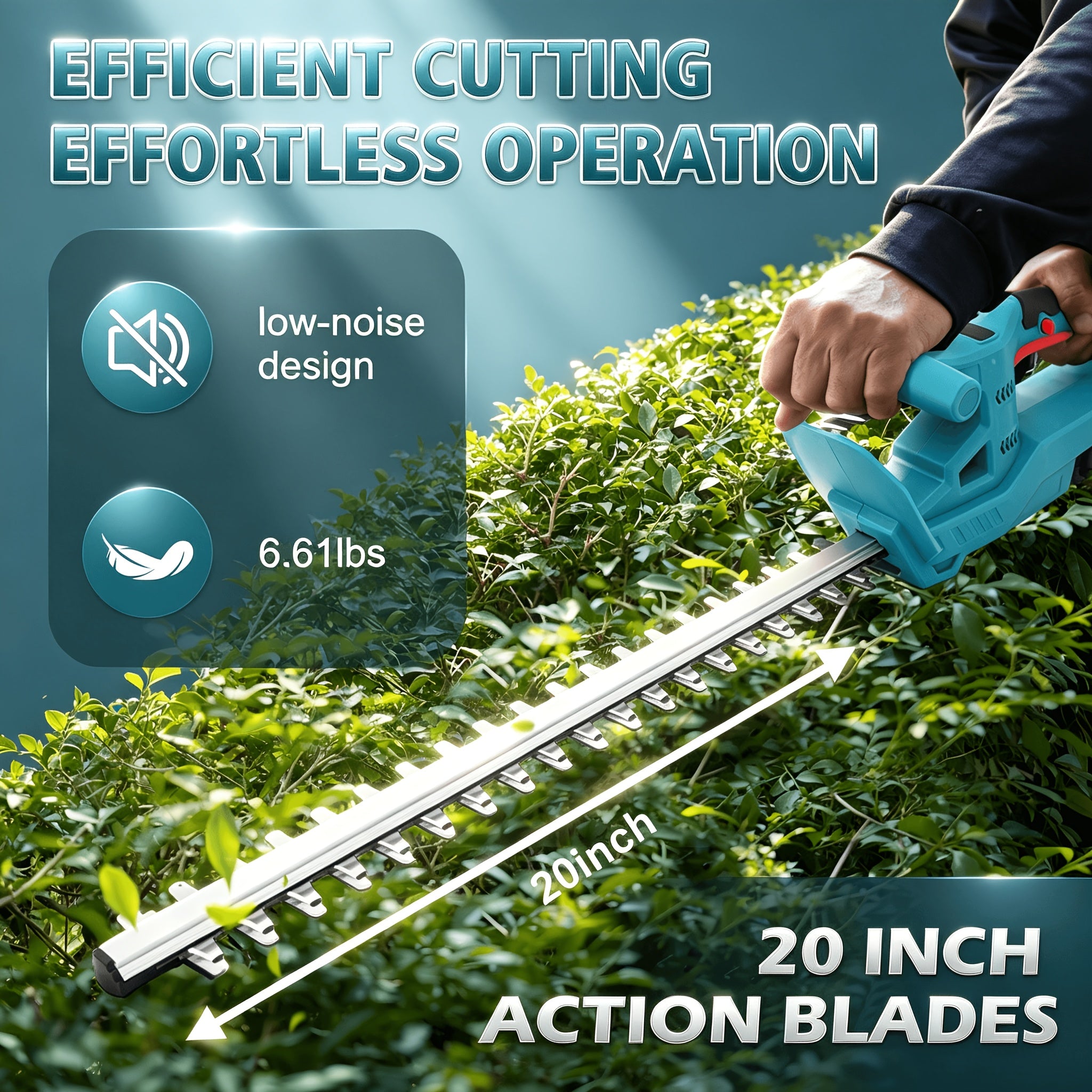 Cordless Hedge Trimmer And Trimmer, With 24V Battery, 20 Inch Blades For Lawn, Shrubs, And Tree Branches, High-Performance Brushless Motor With 3000 RPM, Up To 1/2-Inch Cutting Capacity, Perfect New Year'S Gift For Men, And Home Garden Care.