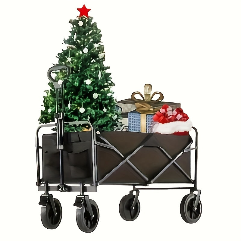 Car Portable Folding Station Wagon - Folding, Heavy Duty Wheels, Multi-functional for Beach, Camping & Grocery Shopping -  Can Carry 330lbs - For Outdoor Enthusiasts & Families