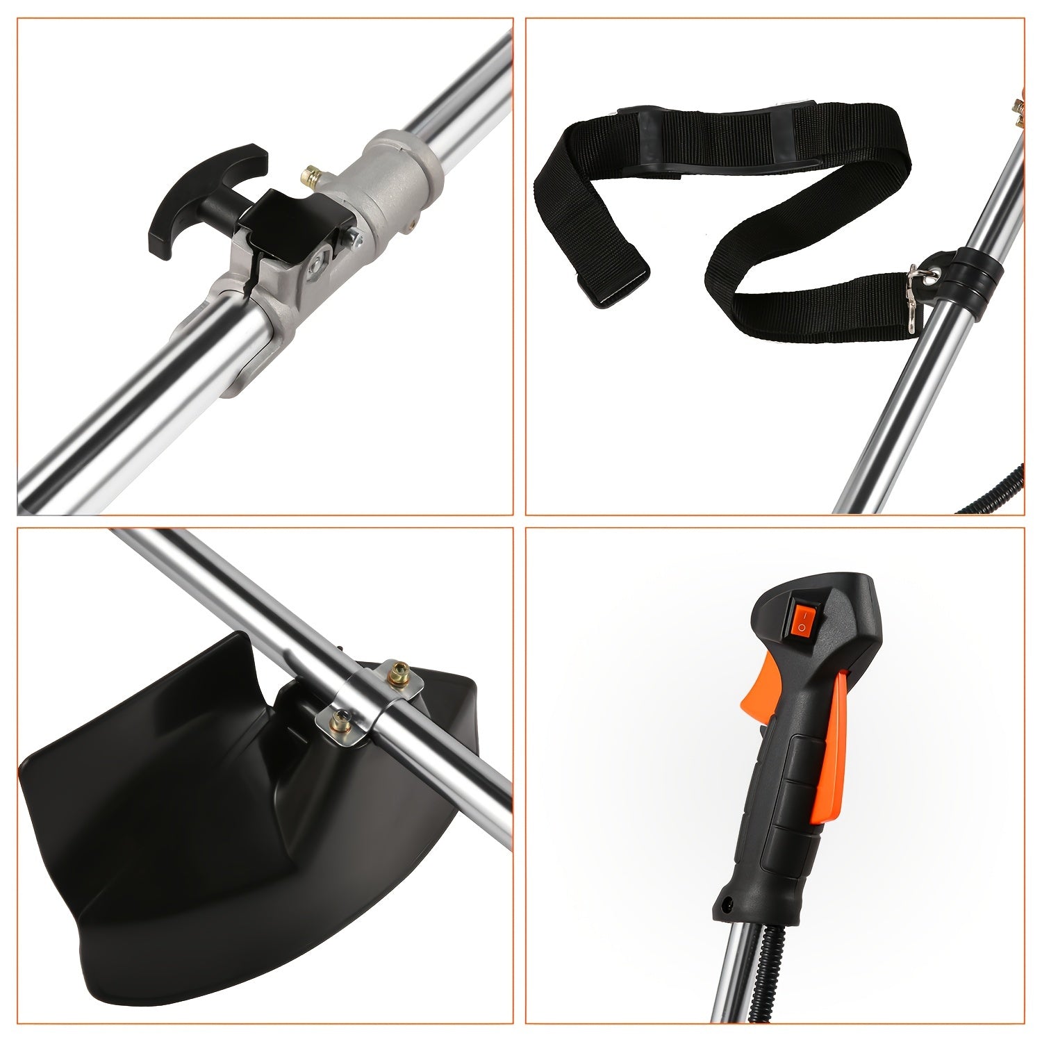 4-In-1 Gas Weeder, 18.5 Inch Cutting Path Gas Weeder, 58Cc Brush Cutter Gas Powered 2-Cycle with 4 Removable Heads, Straight Shaft String Trimmer for Weeds And Bushes, Orange/Green/Red