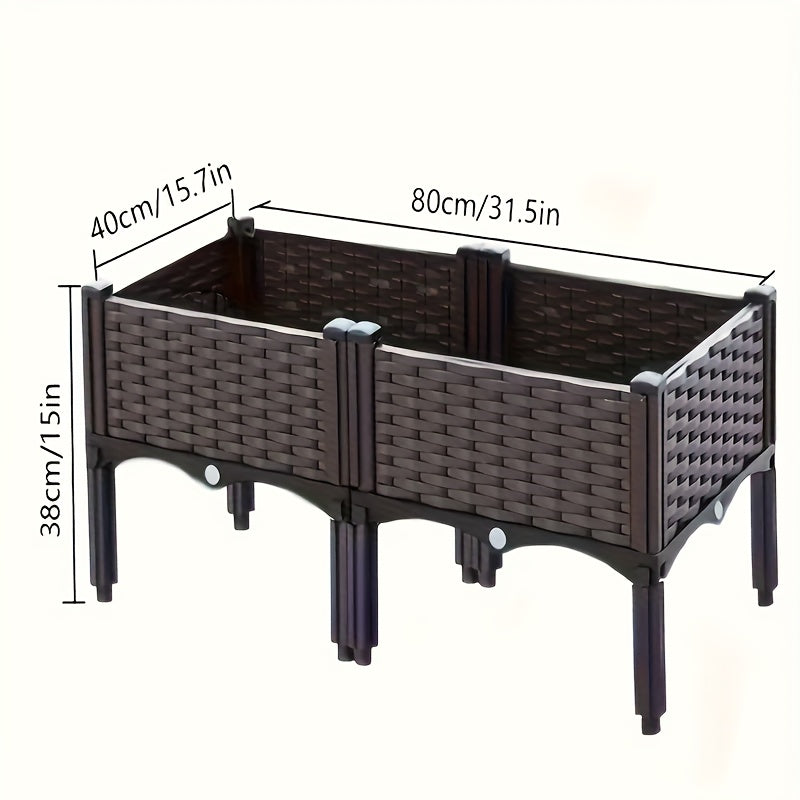 Raised Garden Bed, Square Raised Vegetable Planter with Drainage System, Suitable for All Weather, Balcony Planting Box Pot Garden, Lawn, Flowerpot, Pastoral Tools And Lawn Care Balcony Vegetable Planting Box Tree Box Flower Pots Gardening