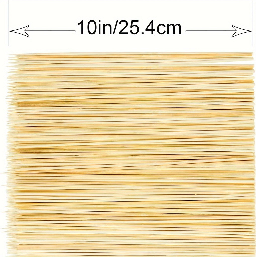 10" Natural Bamboo Skewers Sticks, 300 Wood Skewers for Grilling, BBQ, Kabob, Appetizers, Fruits, Smores, Cocktail, Brunch, Fondue Sticks, Barbeque, DIY Crafting