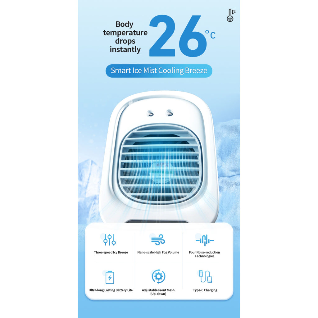 Portable Cooling Fan with a 6000Mah Misting Feature, USB-C Charging, Two Speed Settings And Two Mist Modes (Continuous/Intermittent), an Integrated Portable Cooling Fan with Cooling Capabilities - USB Rechargeable Fan Suitable for Home, Outdoor