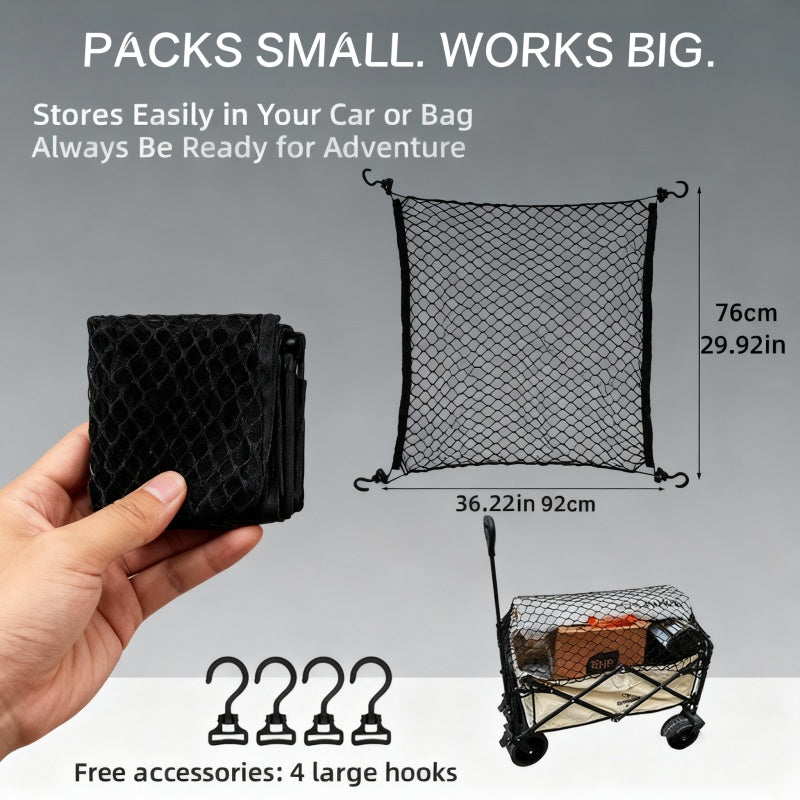 [83pcs Component 1pc Pack] Made of High-Strength Load-Bearing Material, The Mesh Bag Can Be Used to Store Everyday Items in The Car Or to Secure Sports Equipment And Luggage in The Trunk. It Is Foldable And Can Be Easily Folded When Not in Use