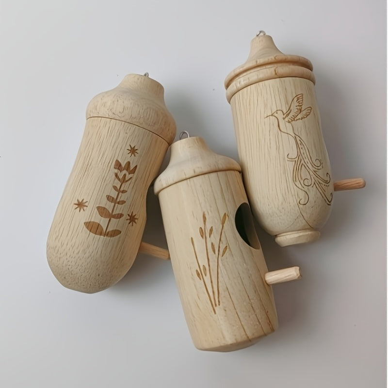 3pcs Natural Wood Hummingbird House & Bird Feeder - Rustic Outdoor Garden Nest Suitable for Hanging, Bird Shelter with Feeder, Wood for, Balcony, Garden Decor - Gift for Bird Lovers