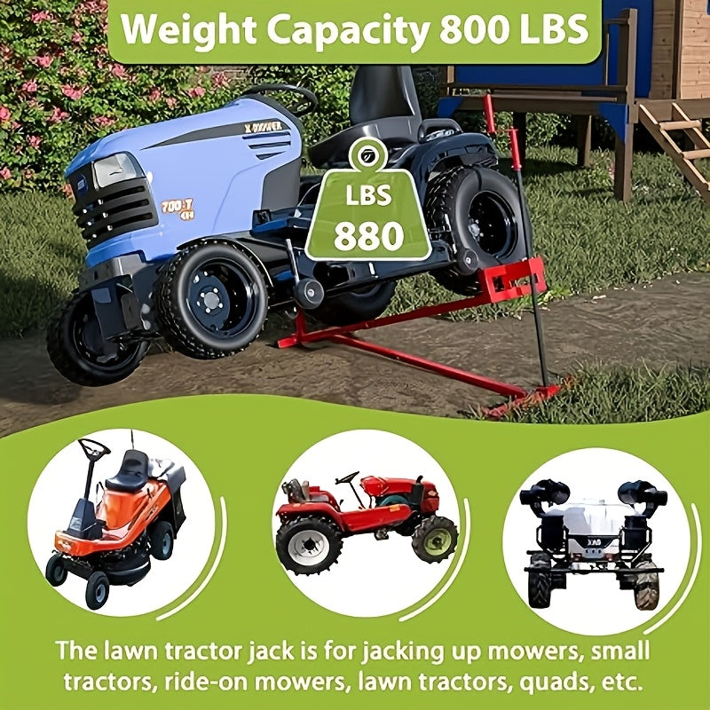 Lawn Mower Lift Jack, 880 Lbs Capacity Telescopic Maintenance Jack with Manual Handle And Power Tool Extension Handle, Adjustable Height - Lawn Mower Lift Table for Garden Tractors/Riding Lawn Mower