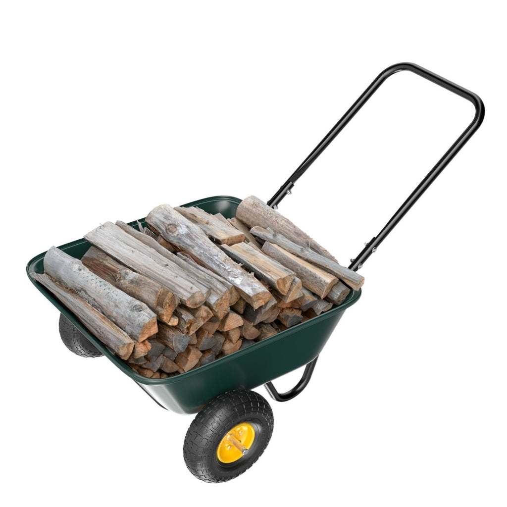 BONNLO Heavy-Duty 300LBS -Terrain Utility Cart with Single-Direction Wheels & Tailer - Portable Poly Dump Wagon Suitable for Garden, Farm, Grocery,, Lawn Care - Multiuse Vehicle for Cargo Transport