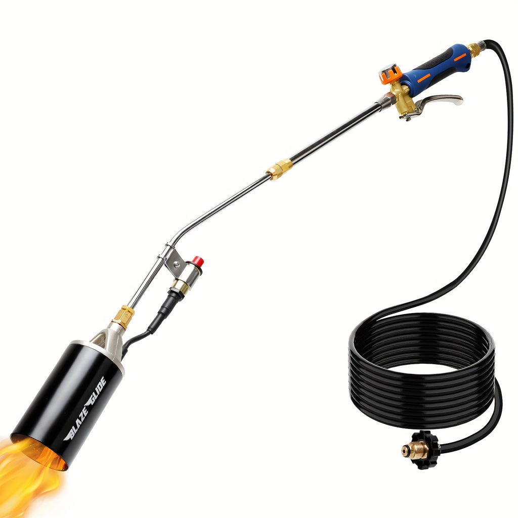Heavy-Duty Propane Weed Torch, High Flame Output with 10Ft Hose And Turbo Trigger, Multi-Use Outdoor Flame Torch for Weeding, Wood Treatment, Ice Snow Melting (Tank And Fuel Excluded)